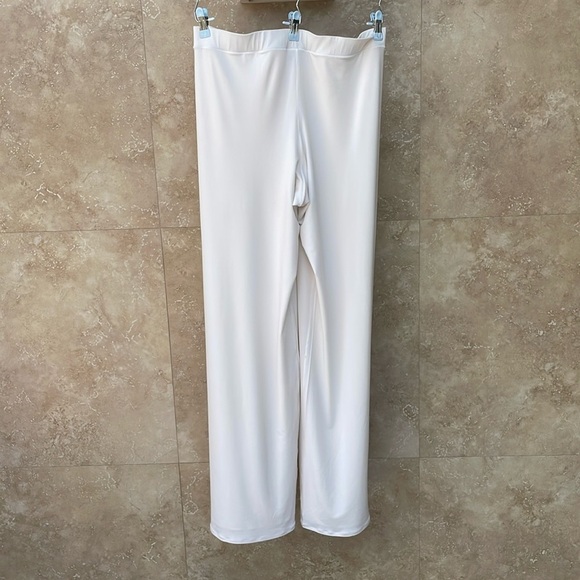 Eva Varro Pants Wide Leg Elastic Waist Stretch Lined Pull On Ivory White Size L - Picture 3 of 10